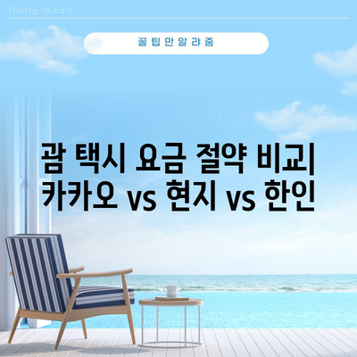 괌 택시 요금 절약 비교 | 카카오택시 vs 현지택시 vs 한인택시