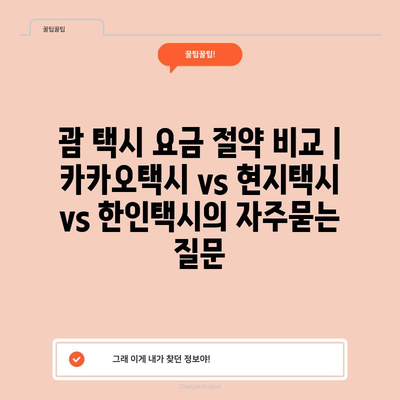 괌 택시 요금 절약 비교 | 카카오택시 vs 현지택시 vs 한인택시