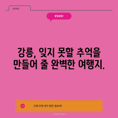 강릉 여행 완벽 가이드 | 경포해수욕장을 넘어서