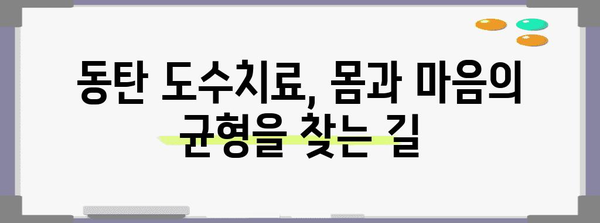 균형 잡힌 몸과 마음을 위한 총체적 동탄도수치료 가이드