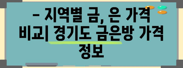 금,은 시세 추이 분석 | 경기도 금은방 실시간 가격 확인