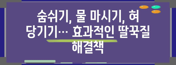 성인 딸꾹질 즉시 멈추는 7가지 방법 | 원인 분석과 해결책