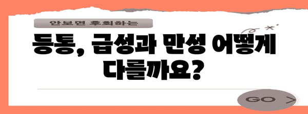 등통 원인 파악 | 급성, 만성 증상에 따른 해결책