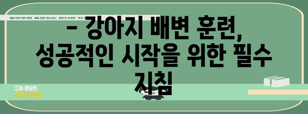 [강아지 배변 훈련의 성공 지침 | 쉽고 효율적인 방법]