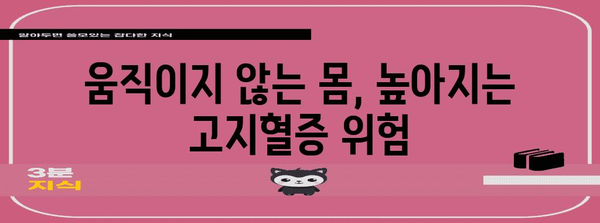 고지혈증 위험 증가 원인 분석 | 부족한 신체활동과 5가지 위험 습관