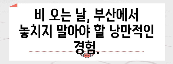 비오는 부산에서의 최고의 즐길 거리