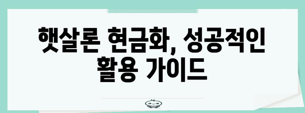 햇살 론 신용카드 현금화 비법 공개