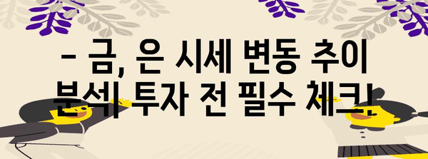 금,은 시세 추이 분석 | 경기도 금은방 실시간 가격 확인