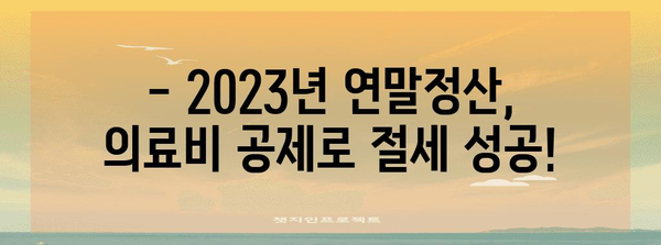 2023 연말정산 의료비공제 한도 총정리 | 의료비 세액공제, 최대 혜택 받는 방법