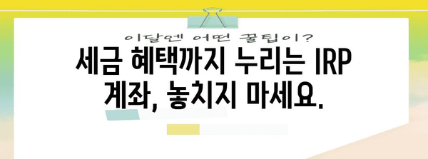 IRP 계좌 | 안전자산으로 미래를 확보하는 방법