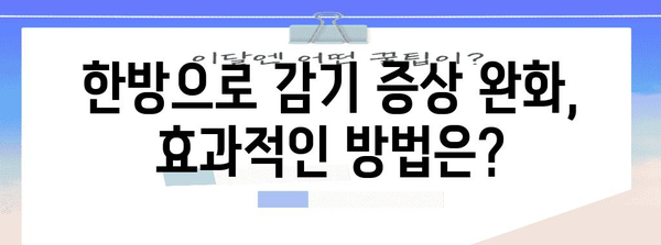 감기에 바이바이! 증상 해결을 위한 한방 약 소개