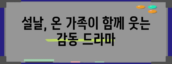 2024년 설날 특선 드라마 지침 | 가족 단란과 휴식