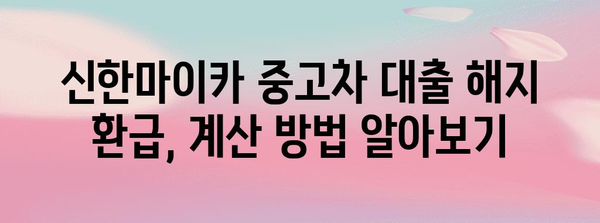 신한마이카 중고차 대출 해지에 따른 환급 액수 알아보기