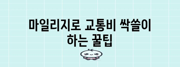 마일리지 꿀팁 | 교통비 아낄 줄 알면 개꿀!