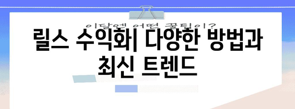 인스타그램 릴스 수익화 | 컨텐츠 전략과 분석 가이드