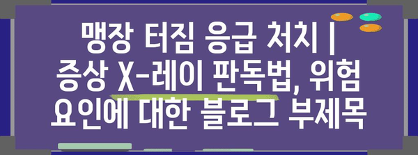 맹장 터짐 응급 처치 | 증상 X-레이 판독법, 위험 요인