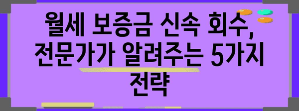 월세 보증금 신속 회수 전략 | 임대차 계약에서 지켜야 할 5가지 사항