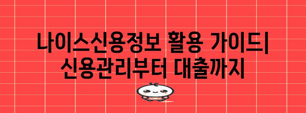 나이스신용정보 활용 가이드 | 신용관리부터 대출까지 알아두면 좋은 사항